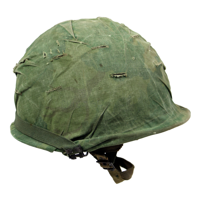 Helmet, M1, Parachutist's, Complete, with Camouflage Cover, 1963, Vietnam, Named