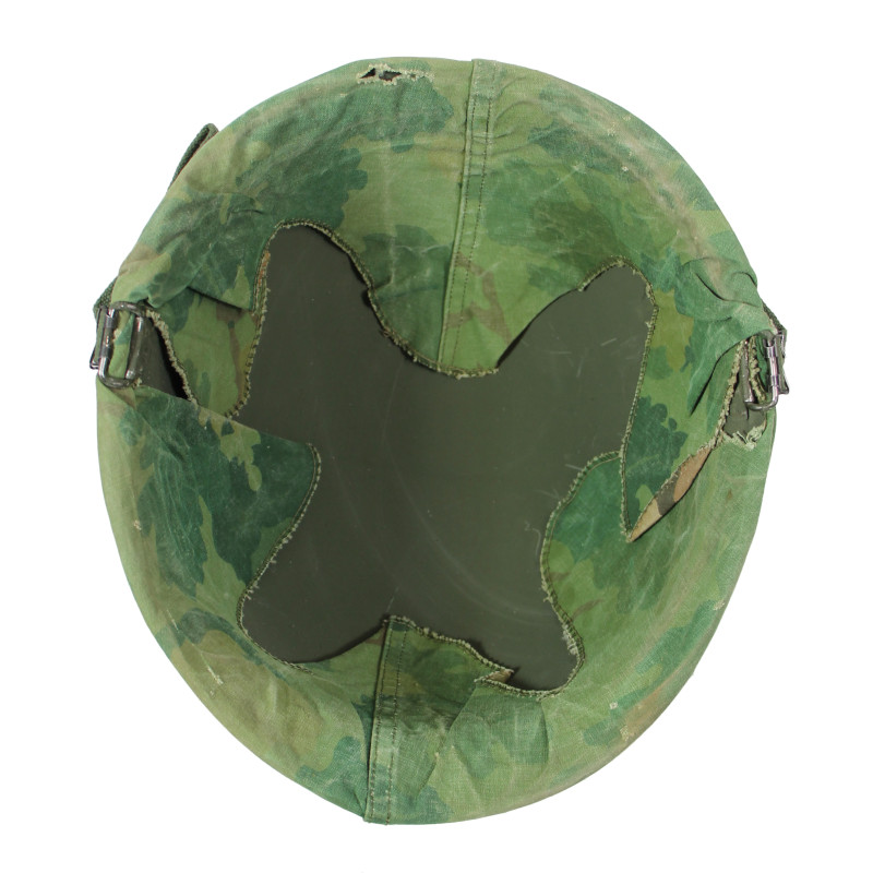 Casque M1, parachutiste, complet, avec couvre-casque Mitchell, 1963, Viêt-Nam, nominatif