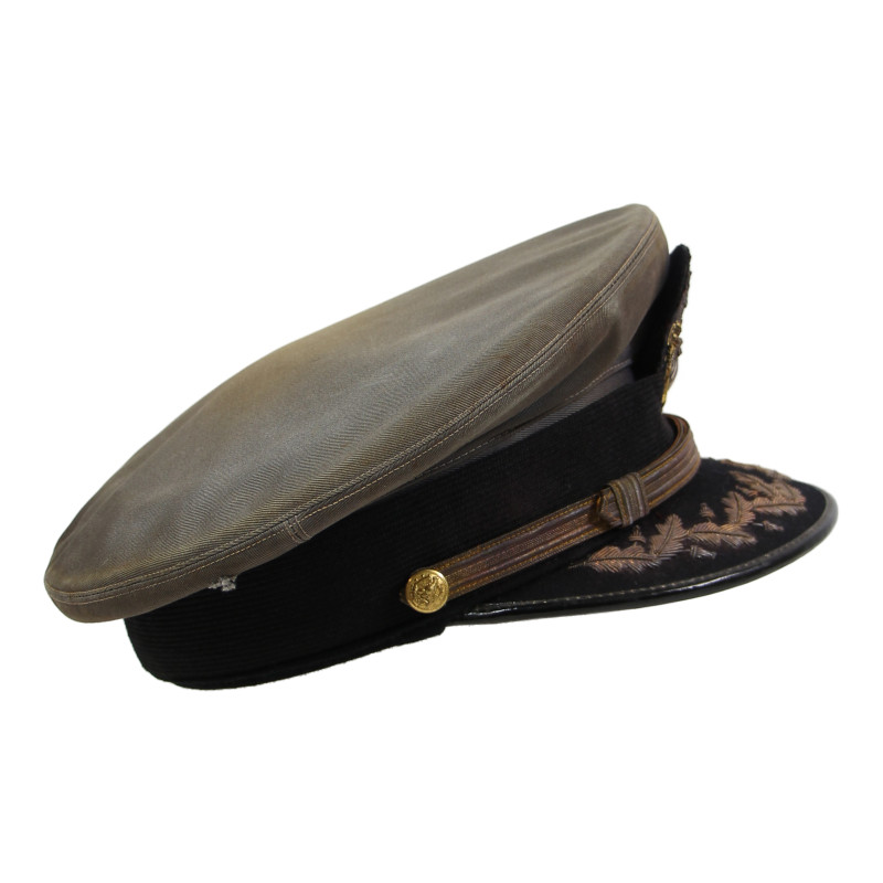 Casquette, officier supérieur, US Navy, grise, Cdr. Robert Prichard, Jr., USS Butler, Sicile, MTO & PTO