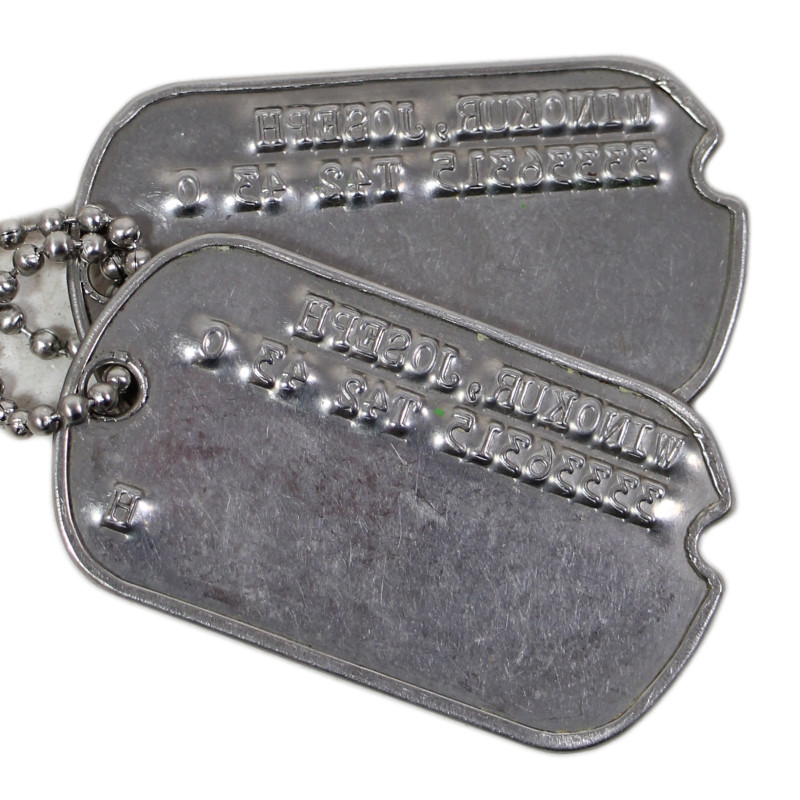 Dog Tags, Cpl. Joseph Winokur, 3704th AAFBU, USAAF, Hebrew, with Religious Amulet