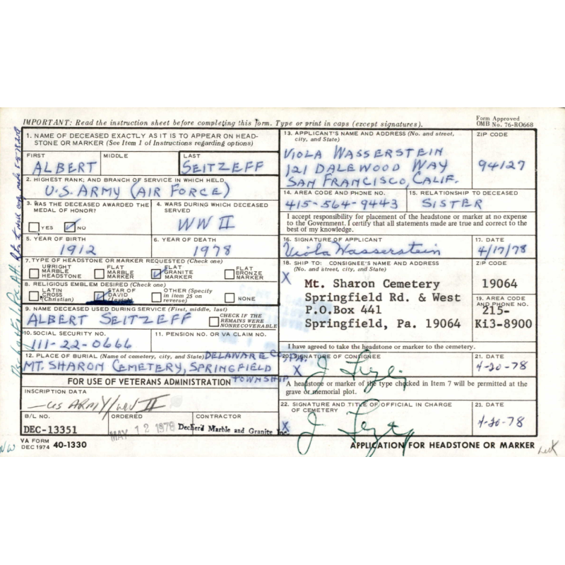 Trousers, Wool Serge, OD, Cpl. Albert Seitzeff, 458th BG, 8th Air Force, USAAF, ETO