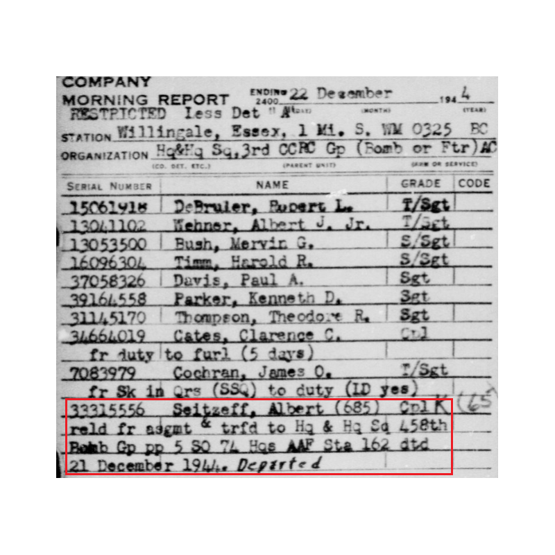 Trousers, Wool Serge, OD, Cpl. Albert Seitzeff, 458th BG, 8th Air Force, USAAF, ETO
