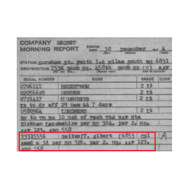 Trousers, Wool Serge, OD, Cpl. Albert Seitzeff, 458th BG, 8th Air Force, USAAF, ETO