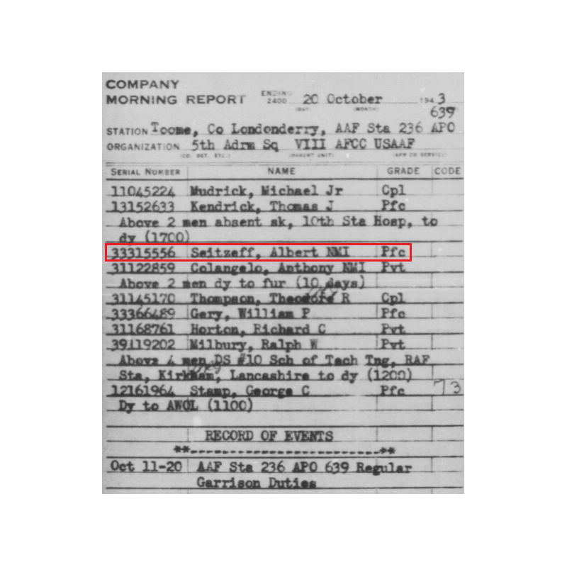 Trousers, Wool Serge, OD, Cpl. Albert Seitzeff, 458th BG, 8th Air Force, USAAF, ETO