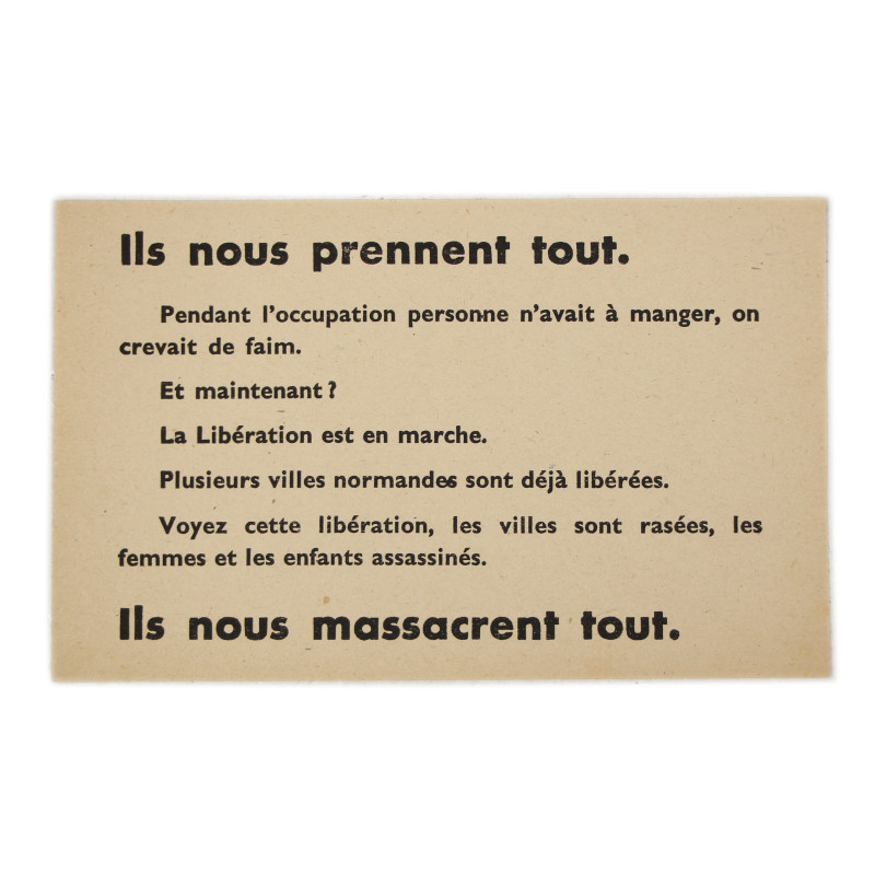 Leaflet, Propaganda, Anti-Allied, Normandy, 1944