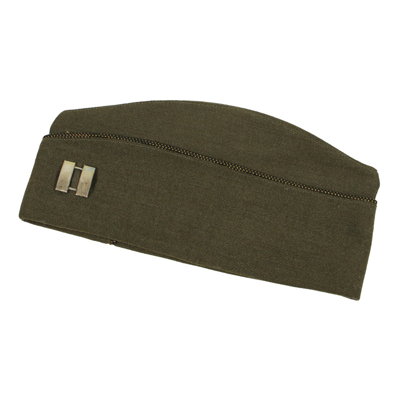 Cap, Garrison, Wool Elastique, OD, Dark, Officer's, Size 7 ¼, Captain, Named
