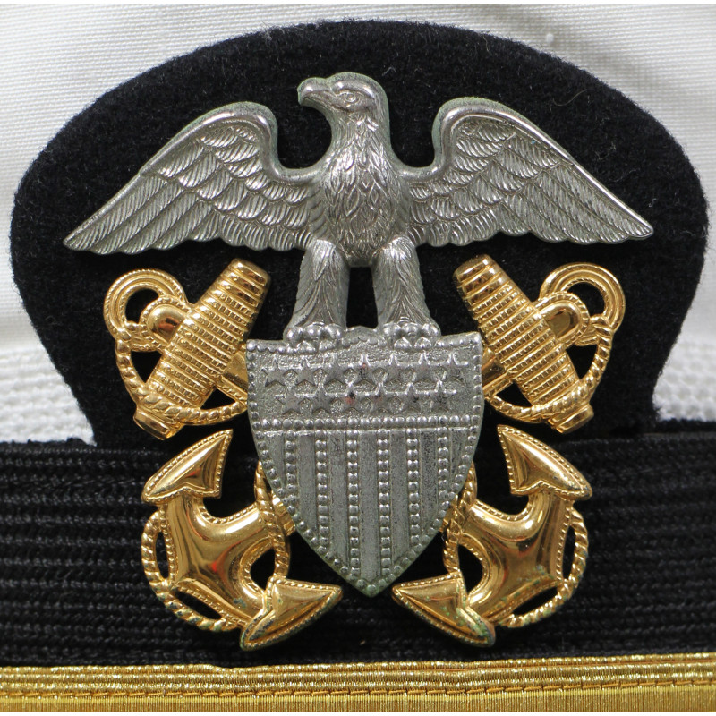 Casquette, officier supérieur, US Navy, blanche, BANCROFT, taille 56