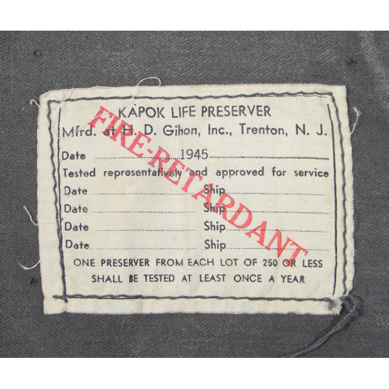 Preserver, Life, Kapok, US Navy