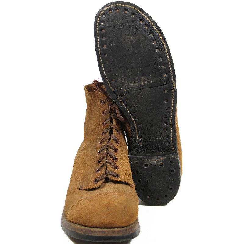 Brodequins de combat, US Army, cuir retourné, Type III, pointure 11 B, 1943