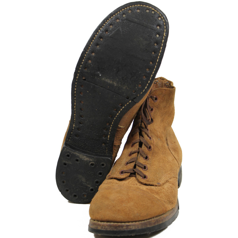 Brodequins de combat, US Army, cuir retourné, Type III, pointure 11 B, 1943