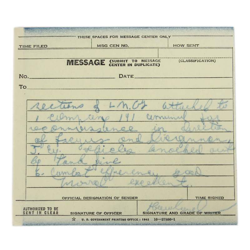 Messages, First Airborne Task Force, August 15-16, 1944, Operation Rugby, Southern France