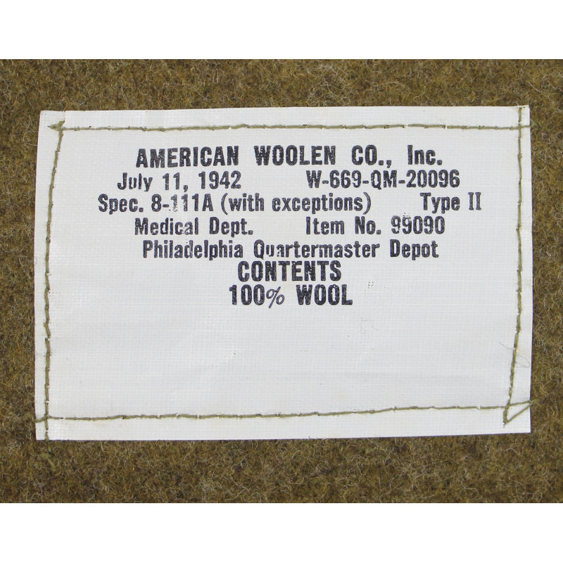 Blanket, US Army Medical Department, AMERICAN WOOLEN CO., Inc., Type II, 1942, Item No. 99090