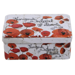 Boîte à sucre, petit modèle, métal, Coquelicots