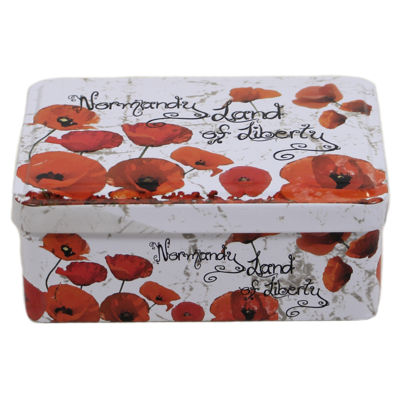 Box, Sugar, small, metal, Poppies