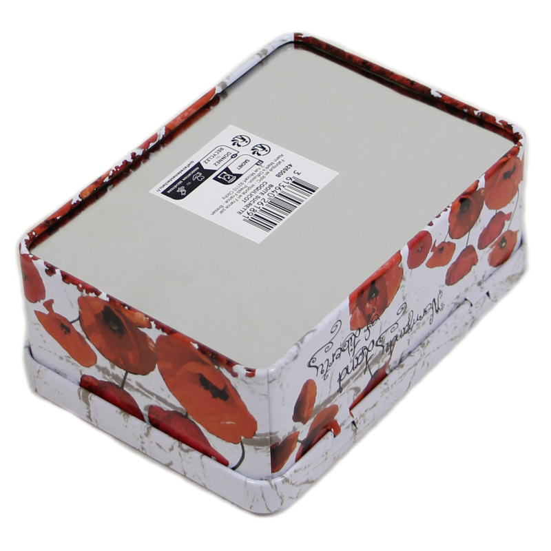 Box, Sugar, small, metal, Poppies