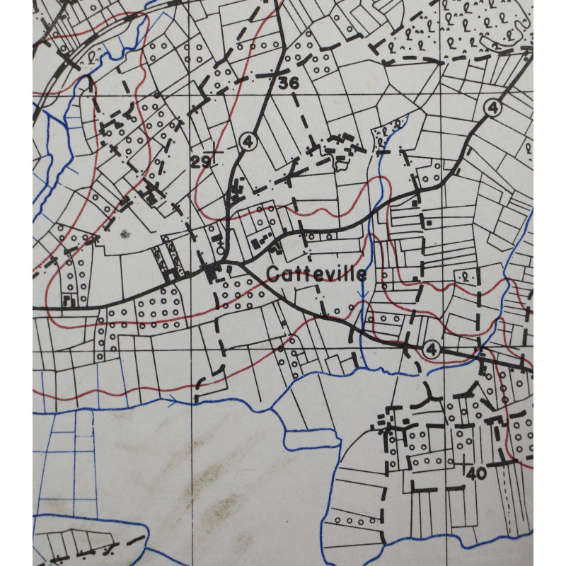 Carte alliée, SAINT-SAUVEUR-LE-VICOMTE, Normandie, 1943