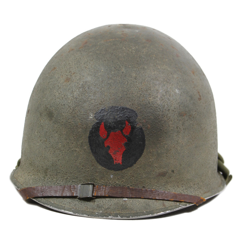 Casque M1, pattes fixes, liner MSA, 34th Infantry Division, matricule partiel