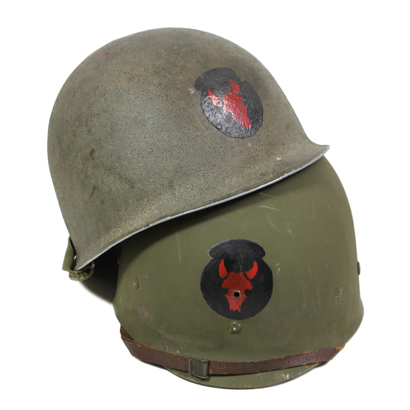 Casque M1, pattes fixes, liner MSA, 34th Infantry Division, matricule partiel