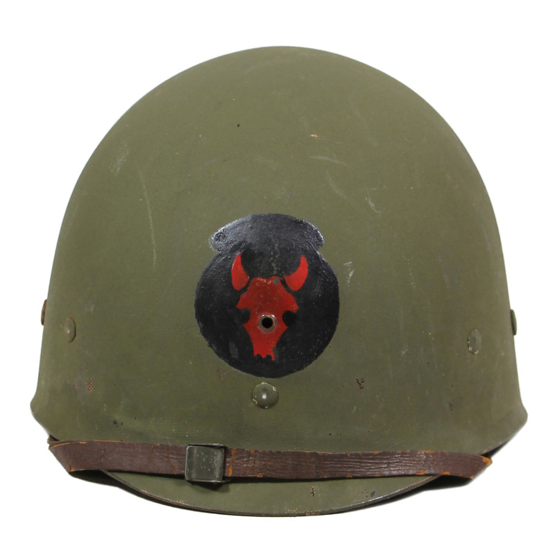 Casque M1, pattes fixes, liner MSA, 34th Infantry Division, matricule partiel