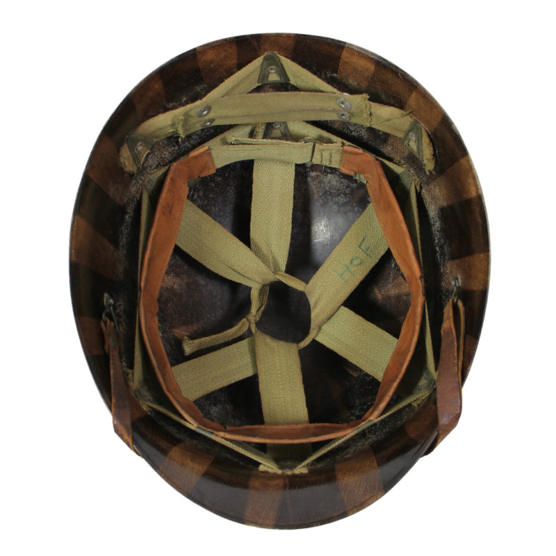 Casque M1, pattes fixes, liner MSA, 34th Infantry Division, matricule partiel