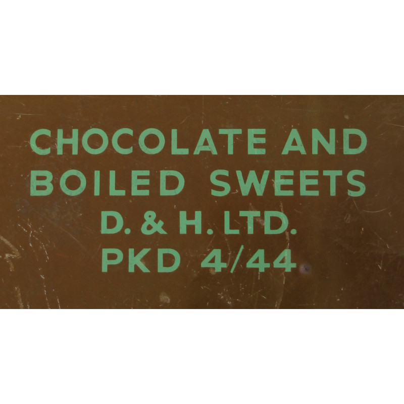Boîte de chocolats et bonbons, ration britannique, avril 1944