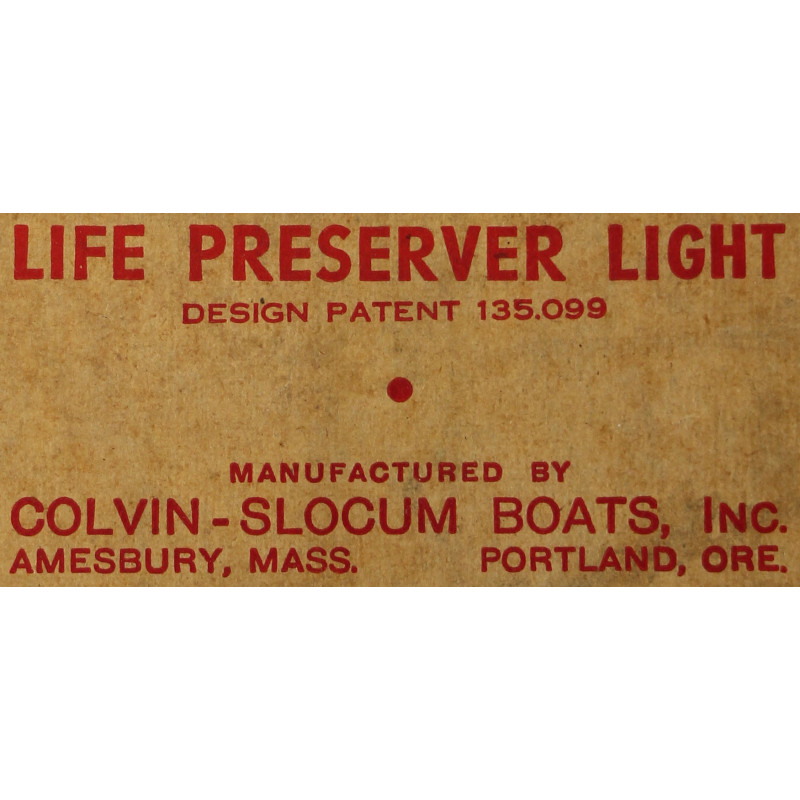Lampe de survie, COLVIN-SLOCUM BOATS, INC., dans sa boîte