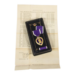 Coffret médaille, Purple Heart, Sgt. Kenneth Horn, Co. D, 13th Inf. Regt., 8th Infantry Division, WIA, ETO, 1945