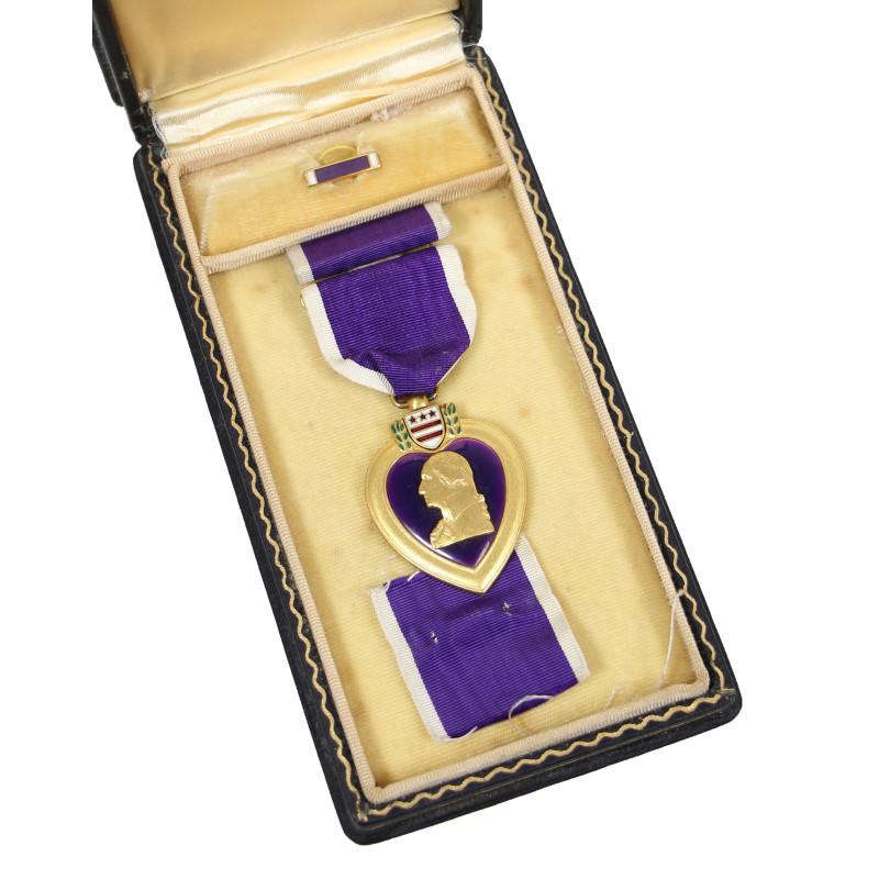Coffret médaille, Purple Heart, Sgt. Kenneth Horn, Co. D, 13th Inf. Regt., 8th Infantry Division, WIA, ETO, 1945