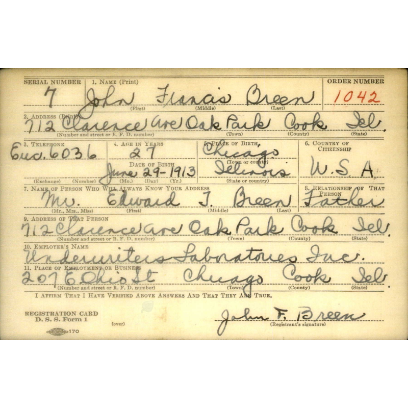 Grouping, Pvt. John Breen, USAAF
