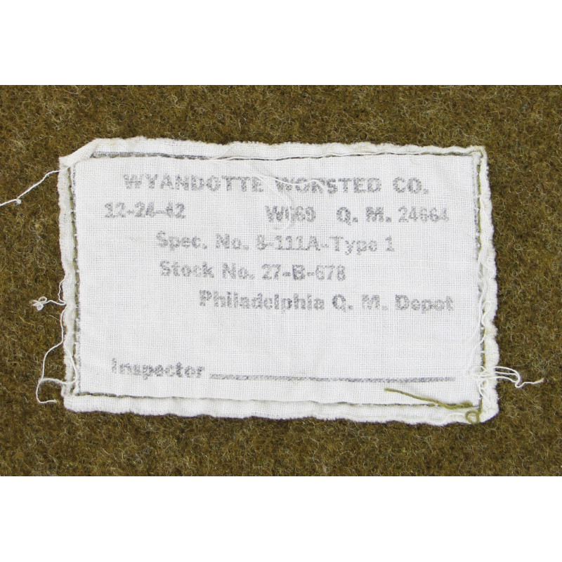 Couverture US Army, WYANDOTTE WORSTED CO., Type I, 1942