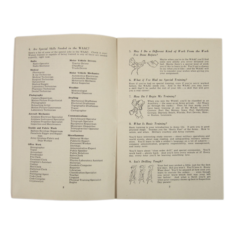 Booklet, 73 Questions and Answers About the WAAC, 1943