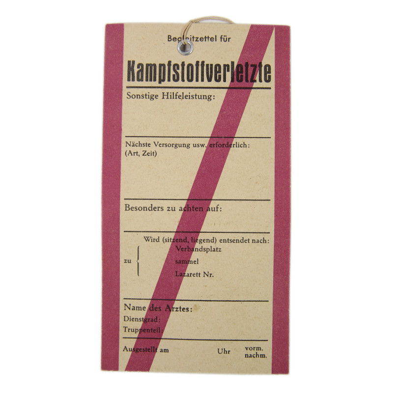 Tag, Medical, German, Begleitzette für Kampfstoffverletzte, Gas