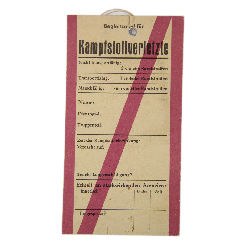 Étiquette de blessé, Wehrmacht, Begleitzette für Kampfstoffverletzte, gaz