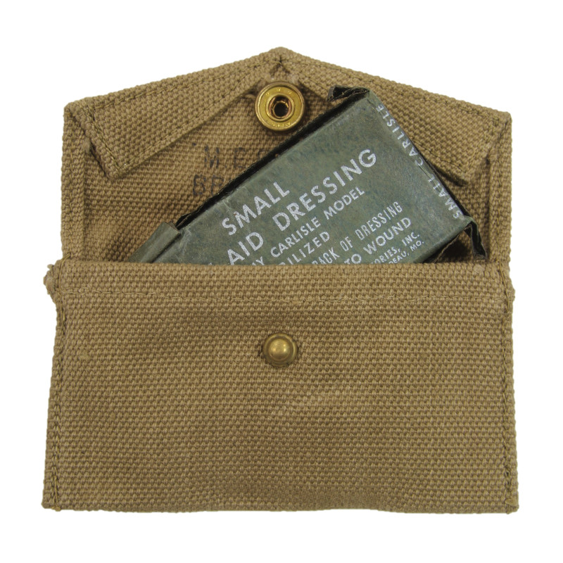 Pochette à pansement M-1942, British-Made, M.E. Co. 1944, avec pansement