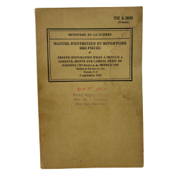 Manual, Technical, TM 5-2030 (French), Entretien et Répertoire des Pièces