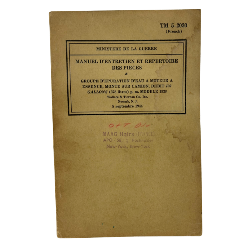 Manual, Technical, TM 5-2030 (French), Entretien et Répertoire des Pièces