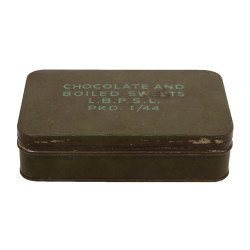 Boîte de chocolats et bonbons, ration britannique, janvier 1944