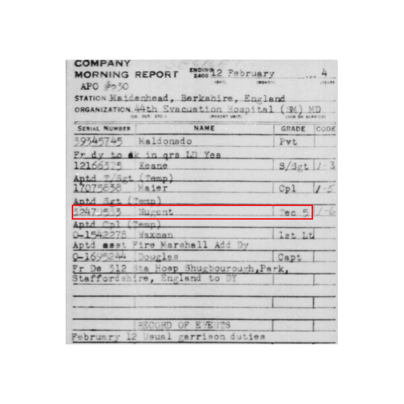 Blouson M-1941, 44R, 1941, T/4 Richard Nugent, 44th Evacuation Hospital, ETO