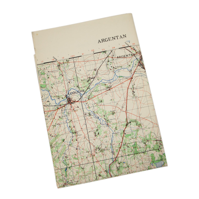 Carte britannique, ARGENTAN, Normandie, 1943, 2e Division blindée française