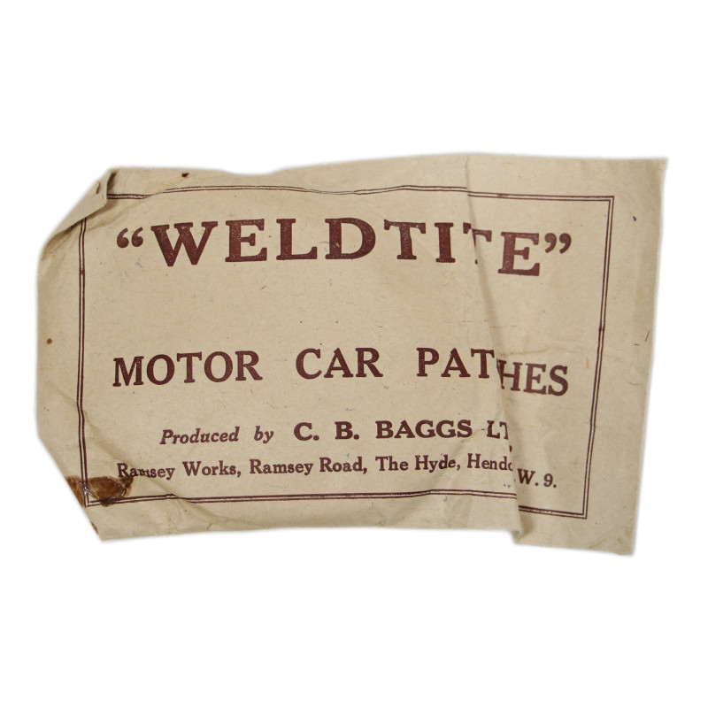 Nécessaire de réparation, pneu de bicyclette britannique, "WELDTITE", 1944 /I\