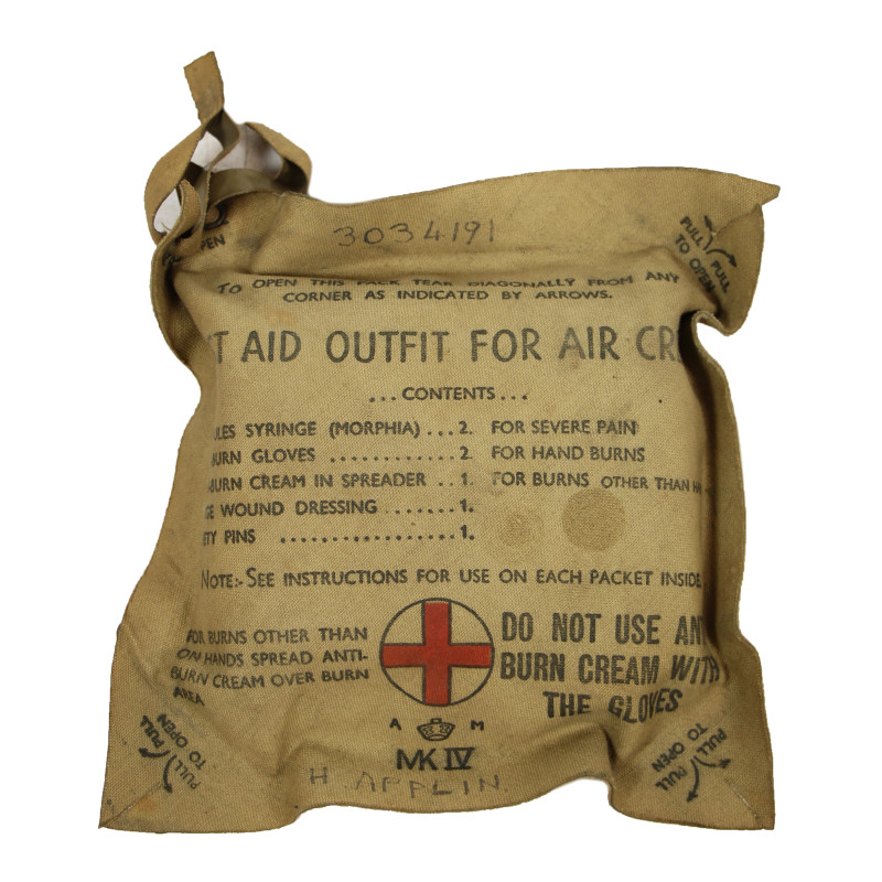 First Aid Outfit for Air Crew, Mk IV, Air Ministry, intact, nominatif