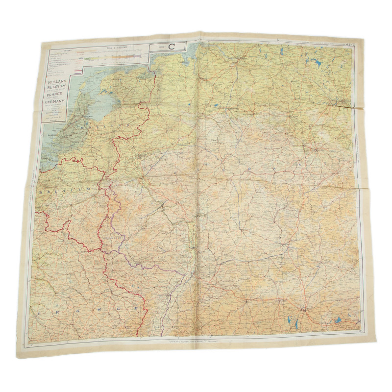 Carte d'évasion en soie, C/D, 1943, RAF & USAAF