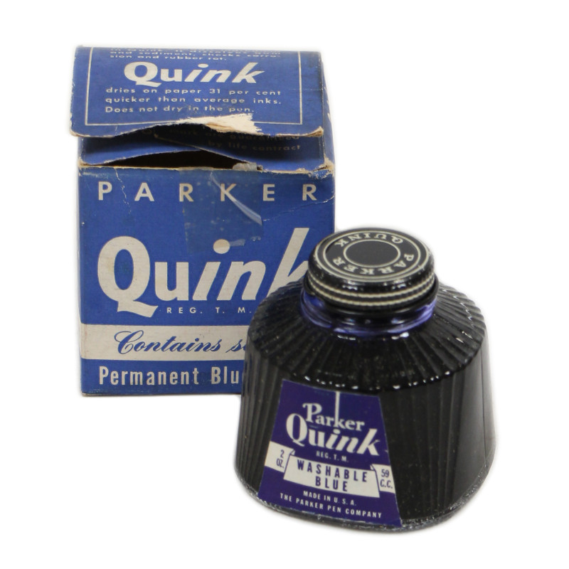 Vial, Ink, Pen, PARKER Quink, Dark Blue, Full, in Box