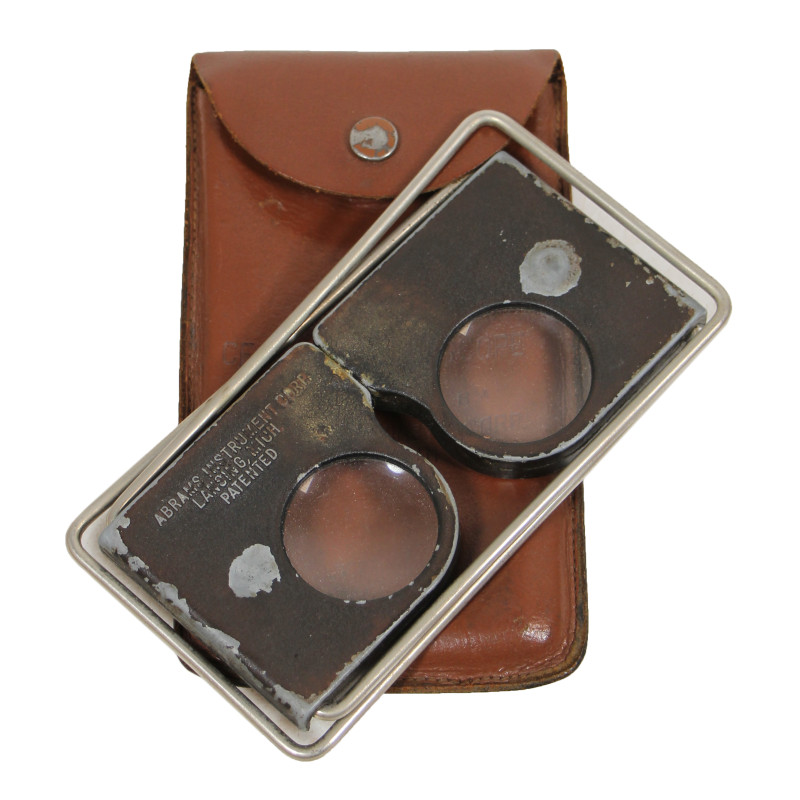 Glasses, Magnifying, Stereoscope, Map Reading, US Army, ABRAMS INSTRUMENT CORP., in Case