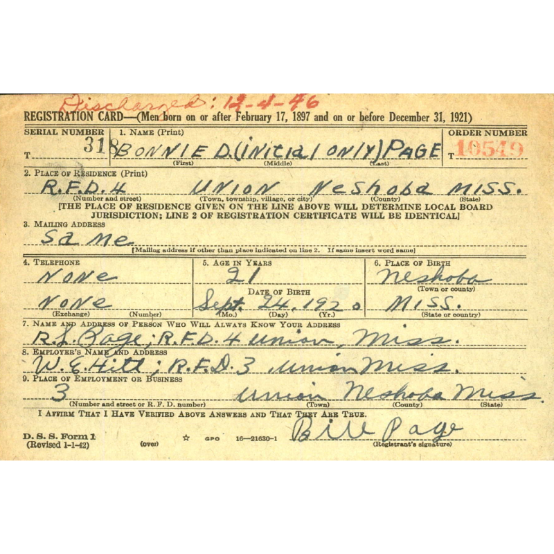 Sac paquetage (Barrack Bag), Pfc. Bonnie Page, Co. C, 413th Inf. Regt., 104th Infantry Division, ETO