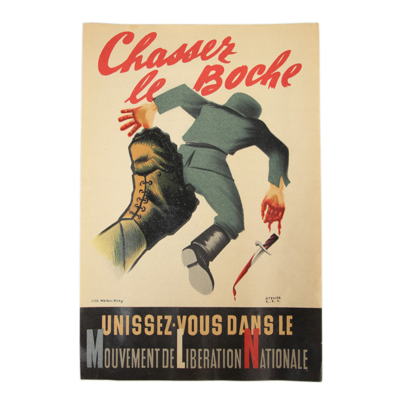 Affichette française, "Chassez le Boche", Mouvement de Libération Nationale, 1944