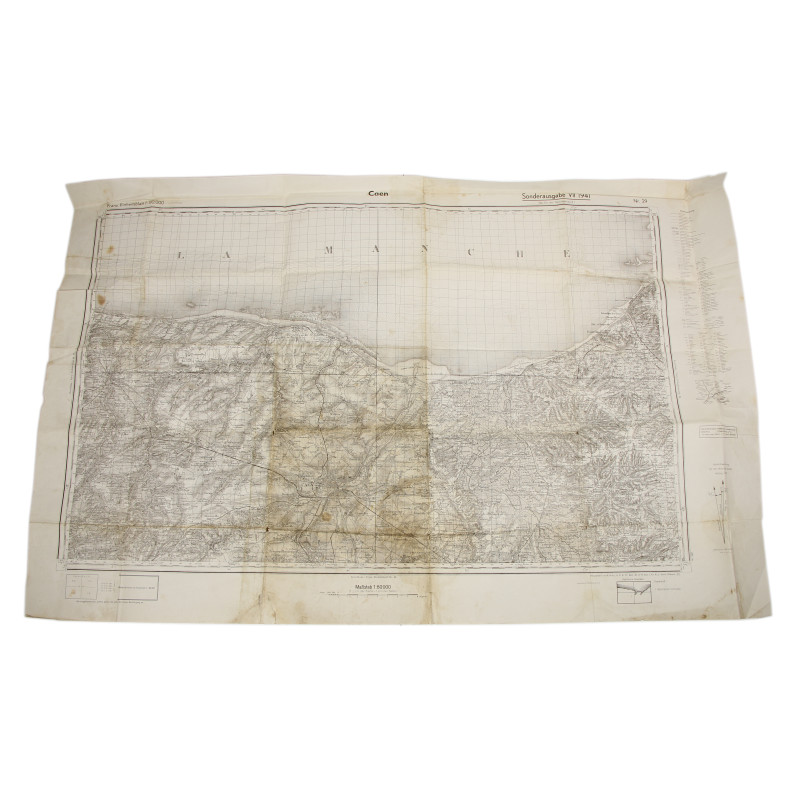 Map, Caen, Normandie, Wehrmacht, 1941, Landing beaches