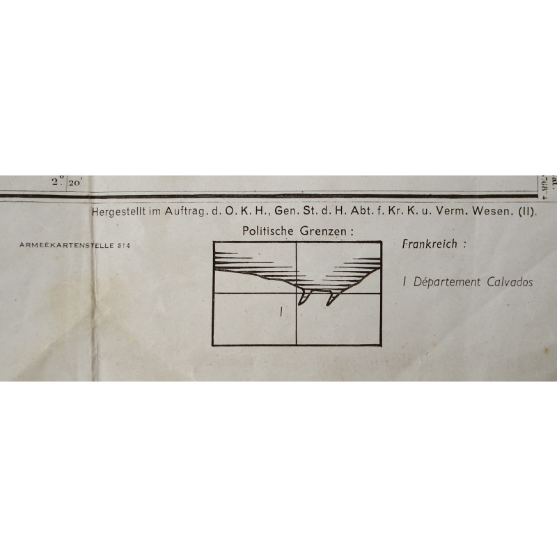 Carte allemande, Caen, Normandie, Wehrmacht, 1941