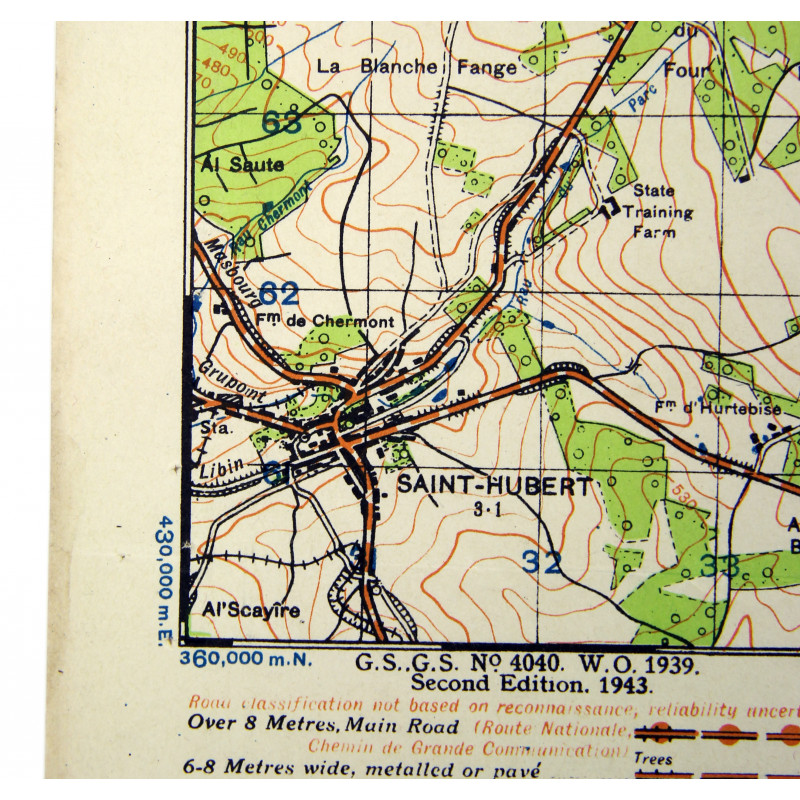Map, US Army, St Hubert - Bois Jacques, Bastogne, 101st Airborne