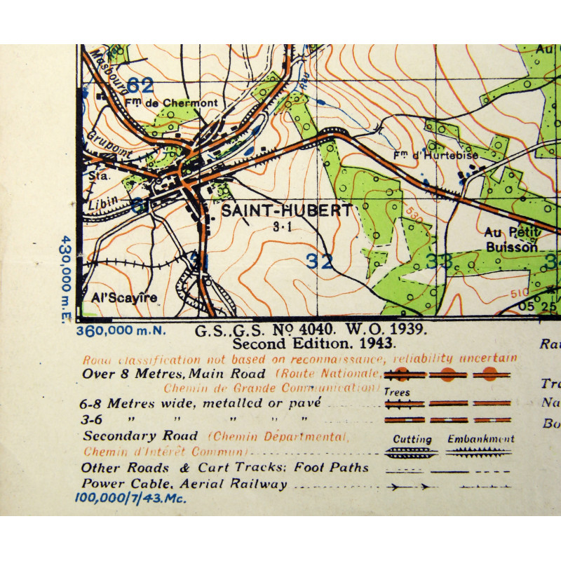Map, US Army, St Hubert - Bois Jacques, Bastogne, 101st Airborne